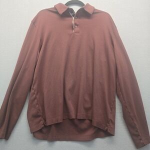 UNTUCKit Shirt Men's Size XL Long Sleeve Damaschino Polo Brown Golf casual